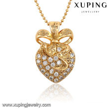 32547-Best Selling Crystal L em forma de coração de diamante CZ 18k Banhado A Ouro Jóias Pingente de Colar